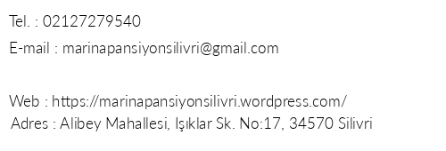 Marina Pansiyon Silivri telefon numaralar, faks, e-mail, posta adresi ve iletiim bilgileri